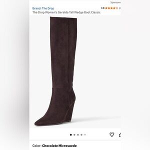 NWT-  Knee high Geralda Wedge Boot/ Chocolate Brown tall Boots/ heeled boots